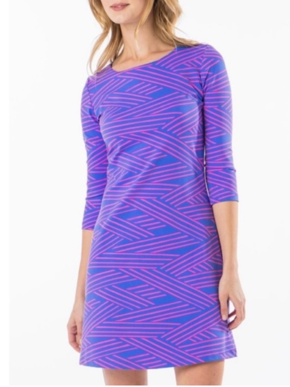 MAHI GOLD Purple and Pink Geometric Mini Dress